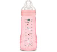 MAM Biberon Easy Active Baby Bottle 330 ml, Biberon MAM per bambini attivi ergonomico e pratico, Accessori neonato 4+ mesi per l'allattamento con tettarella misura 3 piatta e simmetrica, Rosa