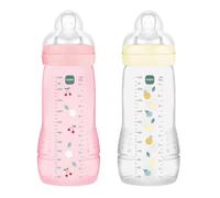 MAM | Biberon Easy Active 6+ mesi colore bacche + perla (confezione da 2 x 330 ml) - con ciuccio in silicone a flusso X velocità ultra veloce - per neonati chiusura ermetica