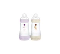 MAM Biberon Easy Start Anti-Colica 2 mesi+ - Portata Media - Lilla "Felino" + Sabbia "Volpe" 2x260ml Lotto × 2