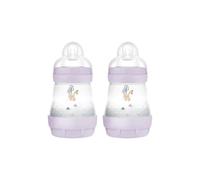 MAM Easy Start Biberon autosterilizzante anti-coliche, confezione da 2 (2 x 160 ml) MAM biberon con tettarelle MAM a flusso lento taglia 1, essenziali per neonati, rosa o viola (i disegni possono