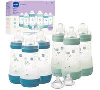 MAM Easy Start - Bottiglie anti-coliche per bambini, flusso medio con 2 capezzoli bonus (flusso veloce ed extra veloce), riduce coliche, gas e reflusso, facile da pulire, senza BPA, 2 mesi