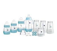 MAM Easy Start - Starter set autosterilizzante anti coliche, set biberon e succhietto, essenziali per neonati, blu (i disegni possono variare)