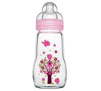 MAM Feel Good - Bottiglia di vetro da 260 ml, confezione da 1 (1 x 260 ml), con tettarelle MAM a flusso medio, taglia 2, essenziali per neonati, biberon MAM per 2+ mesi, rosa