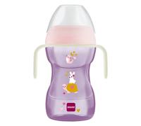 MAM Fun to Drink Cup & Glow Handles, biberon con manici, tazza con beccuccio antigoccia, biberon Transition per neonati e bambini piccoli, rosa