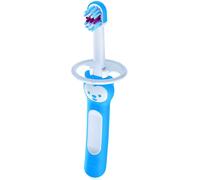 MAM Learn To Brush, Set Spazzolini Denti Bambini con Manico Lungo, da 5+ Mesi, Azzurro