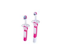 MAM Learn to Brush (Set da 2), Neonato accessori utili per i primi dentini, Rosa, 5+ mesi