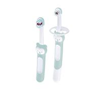 MAM Learn to Brush - Set di spazzolini da denti per bambini con manico lungo da tenere insieme, per allenare la pulizia dei denti, dai 5 mesi in su, turchese, 1 pezzo (1 pezzo)