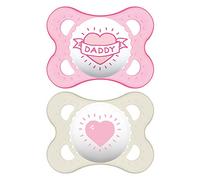 MAM Love and Affection, I Love Daddy, Silicone Pacifier, Girl, 0-6 Months, 2 Count by MAM