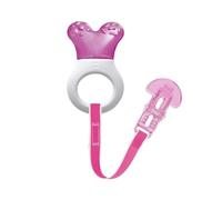 MAM Mini Cooler & Clip, Cooling Component Comforts Teething Babies, Sensitive Gums Massaged by Baby Ring, Long Range Reaches All Baby Teeth, Suitable for 0-3 Years, Pink