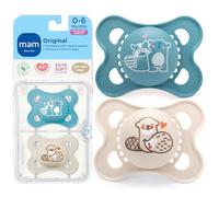 MAM Original Matte Baby Pacifier, Nipple Shape Helps Promote Healthy Oral Development, Sterilizer Case, Boy, 0-6 (Pack of 2)
