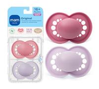 MAM Original Matte Baby Pacifier, Nipple Shape Helps Promote Healthy Oral Development, Sterilizer Case, 2 Pack, 16+ Months, Girl