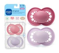 MAM Original Matte Baby Pacifier, Nipple Shape Helps Promote Healthy Oral Development, Sterilizer Case, Girl,6-16 Months(Pack of 2)