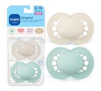 MAM Original Matte Pacifier (1 Sterilizing Pacifier Case), Pacifiers 6 Plus Months, Unisex Baby Pacifier, Best Pacifiers for Breastfed Babies, Sterilizing Storage Case, 6-16 Months (Pack of 2)
