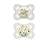 MAM Original Night Luminous Dummy in Set of 2 SkinSoft Silicone with Soother Bag