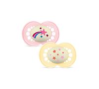 MAM Original Night Ciuccio Luminoso in Set da 2, in Silicone SkinSoft con Custodia Porta Succhietto, 16+ Mesi, Rosa