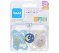 MAM Original Night Succhietto 2-6 Mesi Caucciu 2 pezzi 1 pz Succhietti