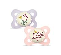 MAM Original Night Succhietto 2-6 mesi, Set da 2 ciucci, Rosa/Lilla | Si illumina al buio, Con porta ciuccio sterilizzatore, Tettarella ortodontica in caucciù naturale, Senza BPA/BPS