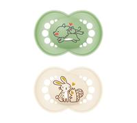 MAM Original Soothers | 18-36 Months | Pack of 2 | Comes in Dummy Steriliser Box | Sustainable Materials | Baby Accessories | Cream (Various Designs)