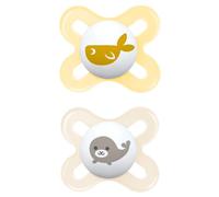 MAM Original Start Ciucci | 0-2 mesi | Confezione da 2 | Ciucci per neonati | Viene fornito in custodia per sterilizzatore | Materiali sostenibili | Accessori per neonati | Crema (vari motivi)