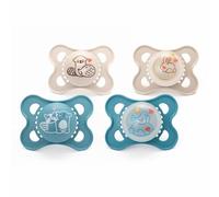 MAM Original Start Ciucci giorno e notte, 0-6 mesi, confezione da 4, include 2 ciucci che si illuminano al buio, design ortodontico, accessori per bambini, blu (vari motivi)