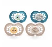 MAM Original Start Ciucci giorno e notte, 6-18 mesi, confezione da 4, include 2 ciucci che si illuminano al buio, design ortodontico, accessori per bambini, blu (vari motivi)