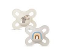MAM Original Start Succhietto 0-2 mesi, Set da 2 ciucci, Neutro | Con porta ciuccio sterilizzatore portatile, Tettarella ortodontica in silicone SkinSoft, Mascherina curva, Senza BPA/BPS