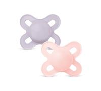 MAM Original Start Succhietto 0-2 mesi, Set da 2 ciucci, Rosa/Lilla | Con porta ciuccio sterilizzatore portatile, Tettarella ortodontica in silicone SkinSoft, Mascherina curva, Senza BPA/BPS