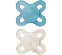 MAM Original Start Succhietto 0-2 Mesi (Set da 2), Ciuccio MAM 0-2 mesi con tettarella ortodontica in caucciù, Kit da 2 accessori neonato con porta ciuccio sterilizzatore, Azzurro/Neutro