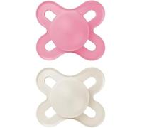 MAM Original Start Ciuccio per Neonato in Set da 2 Succhietti misura 0-2 mesi, Tettarella in Caucciù Naturale, Bio-circolare, con Custodia Porta Succhietto, Rosa