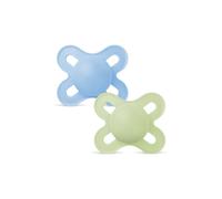 MAM Original Start Succhietto 0-2 Mesi (Set da 2), Ciuccio MAM 0-2 mesi con tettarella ortodontica in caucciù, Kit da 2 accessori neonato con porta ciuccio sterilizzatore, Azzurro/Neutro