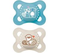 MAM Original Ciuccio in Set da 2, in Silicone Skinsoft con Custodia Porta Succhietto, 2-6 Mesi, Azzurro
