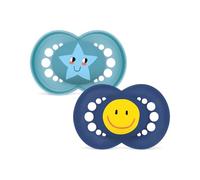 MAM Original Succhietto 6+mesi, Set da 2 ciucci, Azzurro | Con porta ciuccio sterilizzatore portatile, Tettarella ortodontica in silicone SkinSoft, Mascherina curva, Senza BPA/BPS