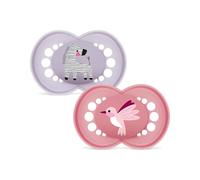 MAM Original Succhietto 6+ mesi, Set da 2 ciucci, Rosa/Lilla | Con porta ciuccio sterilizzatore portatile, Tettarella ortodontica in caucciù naturale, Mascherina curva, Senza BPA/BPS
