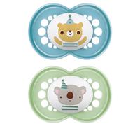 MAM Original Ciuccio in Set da 2, in Silicone Skinsoft con Custodia Porta Succhietto, 6-16 Mesi, Azzurro