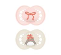 MAM Original Winter Limited Edition Succhietto 16+ Mesi (Set da 2), Ciuccio MAM 16 36 mesi a tema invernale e natalizio, Regalo neonato con tettarella in silicone e porta ciuccio sterilizzatore, Rosa