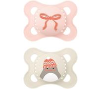 MAM Original Winter Limited Edition Succhietto 2-6 Mesi (Set da 2), Ciuccio 2-6 mesi a tema invernale e natalizio, Regalo neonato con tettarella in silicone e porta ciuccio sterilizzatore, Rosa