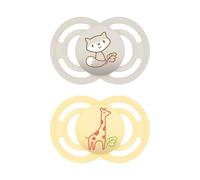 MAM Perfect Confezione Doppia Succhietto 16+ Mesi (Set da 2), Ciuccio MAM 16 36 mesi silicone per un sano sviluppo orale, Kit da 2 accessori neonato con porta ciuccio sterilizzatore, Giallo/Neutro