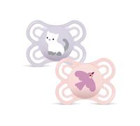 MAM Succhietto Perfect – Silicone 2-6 mesi Set da 2 con porta e sterilizzatore, colori assortiti