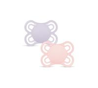 MAM Perfect Confezione Doppia Succhietto 2-6 Mesi (Set da 2), Ciuccio MAM 2-6 mesi in silicone per un sano sviluppo orale, Rosa/Lilla