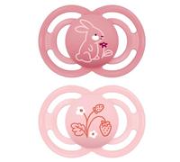 MAM Perfect Confezione Doppia Succhietto 6+ Mesi (Set da 2), Ciuccio MAM 6-16 mesi in silicone per un sano sviluppo orale, Kit da 2 accessori neonato con porta ciuccio sterilizzatore, Rosa