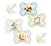 MAM perfect night ciuccio 0-6 mesi, 3 pezzi, Il bottone si illumina al buio