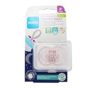 MAM Perfect Night S143 - Ciuccio con tettarella extra sottile e flessibile in silicone SkinSoftTM ultra morbido, per bambini di 6 + mesi, si illumina al buio, rosa (1 pezzo) con scatola auto sterilizzabile