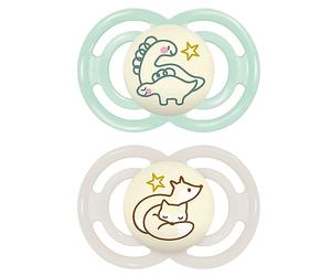 MAM Perfect Night Silicone 16+ Mon., 2 pezzi, Dino/Volpe