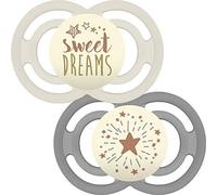 MAM Perfect Night Soothers | 6-18 Months | 2 Pack | Glow in the Dark Dummies | Comes in Dummy Steriliser Case | Baby Accessories for Newborn | White/Grey (Various Designs)