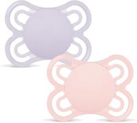 MAM Perfect Confezione Doppia Succhietto 2-6 Mesi (Set da 2), Ciuccio MAM 2-6 mesi in silicone per un sano sviluppo orale, Kit da 2 accessori neonato con porta ciuccio sterilizzatore, Rosa/Neutro