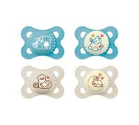 MAM Set di 4 ciucci originali Day & Night in materiale sostenibile e rinnovabile, tettarella in silicone MAM SkinSoft, con scatola per ciuccio, 0-6 mesi, orso/lonter/coniglio/luna