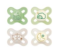 MAM Start - Set di 4 ciucci da 0 a 2 mesi appositamente progettati per neonati, ortodontico, in silicone Skin, con scatola per ciuccio, 0-2 m