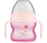 Mam Starter Cup Tazza Bambini 150 Ml Per Latte o Acqua, 4+ Mesi, Beccuccio Extra Morbido Anti-goccia, Forma Arrotondata, Pratici Manici Antiscivolo, Rosa, 1 Pezzo