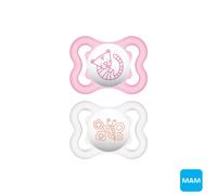 Mam - Succhietto Mini Air 2-6m in silicone 2Pz, Rosa