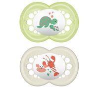 MAM Original Succhietto 6+ Mesi (Set da 2), Ciuccio MAM 6-16 mesi con tettarella ortodontica in silicone, Kit da 2 accessori neonato con pratico porta ciuccio sterilizzatore, Grigio/Neutro